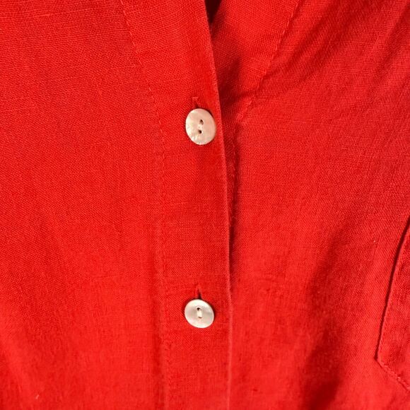 Christian Siriano NY Bright Red Linen Oversized Long Sleeve Shirt Lagenlook L - Picture 7 of 9